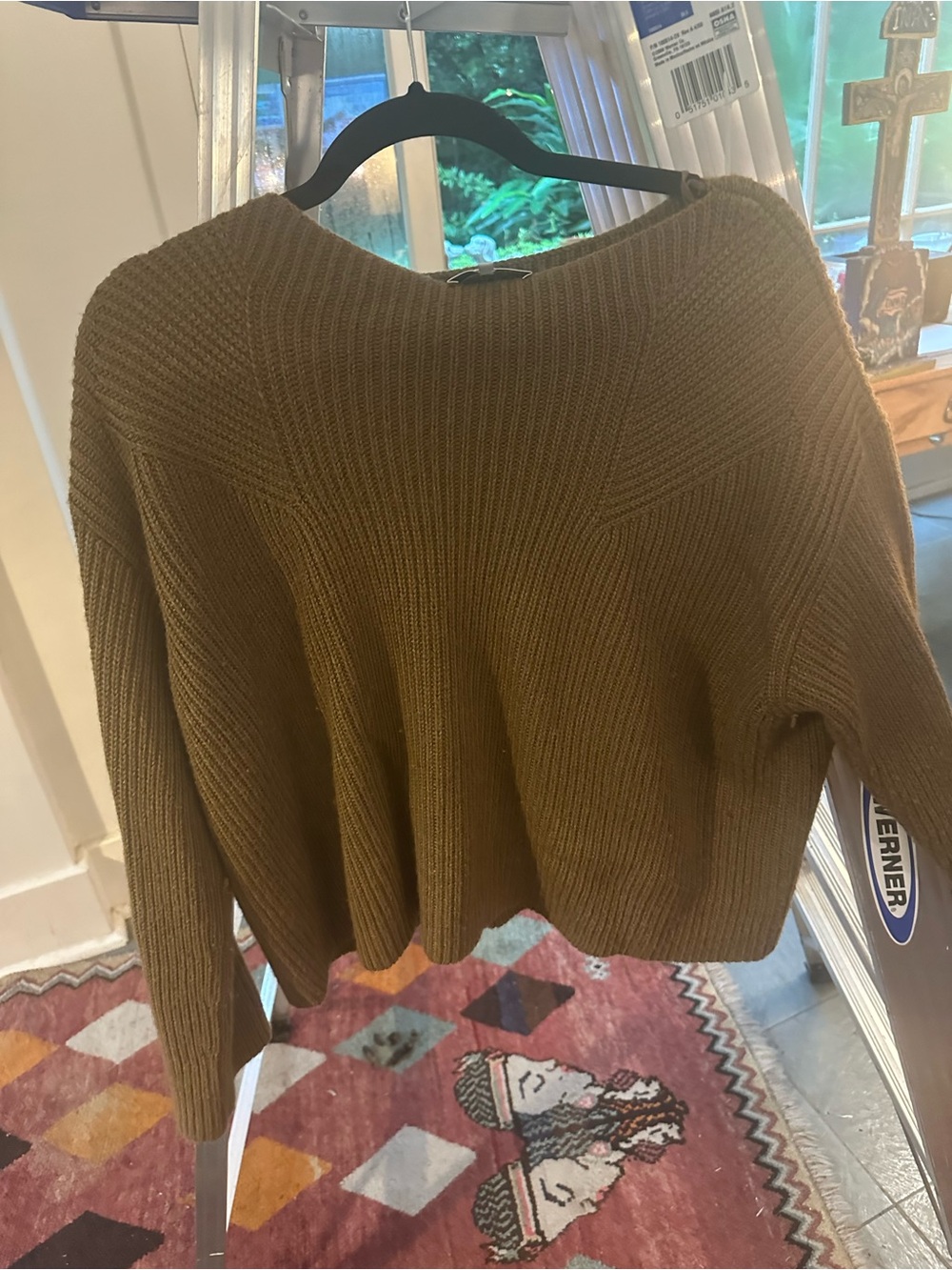 Lafayette 148 New York Cropped Scoop-Neck Sweater in Camel Brown